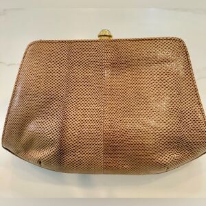Snakeskin Tan with gold bottom clutch